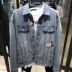 Áo khoác denim nam của nam giới - Áo khoác đôi áo bomber Áo khoác đôi
