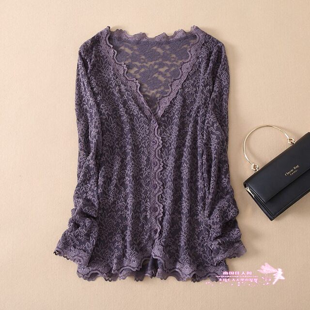 Cardigan lace ຂອງແມ່ຍິງແລະກະໂປງບາງໆປ້ອງກັນແສງແດດເປັນຮູ