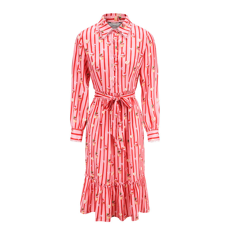 tanni新款甜美爱心通勤休闲X型长款衬衫连衣裙TM11DR031B,淘宝优惠券,粉丝福利购,淘宝优惠卷