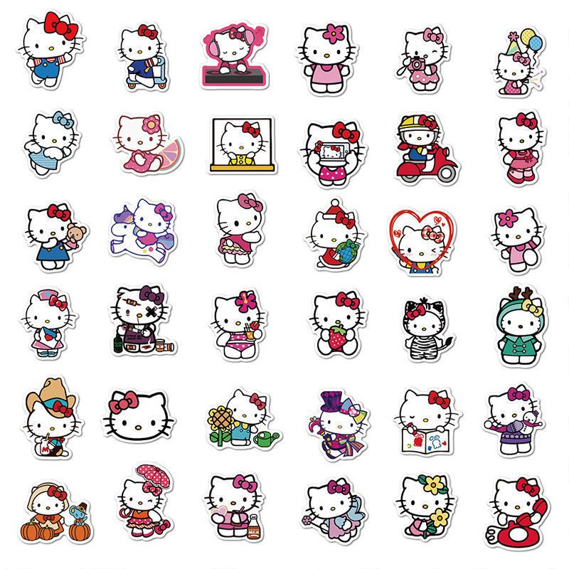 100张KT猫贴纸可爱卡通装饰HelloKitty笔记本手机行李箱防水贴画