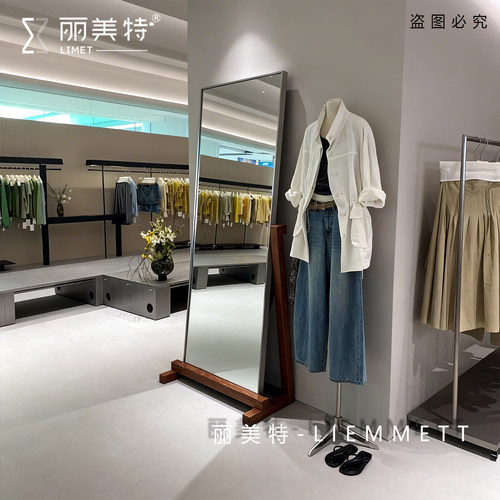 丽美特不锈钢全身镜女服装买手店上墙落地试衣镜美颜显瘦穿衣镜子 - 图0