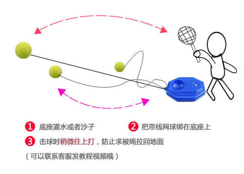网球训练器注水底座单人打回弹力绳子练习器网球带线自打网球回弹-图0