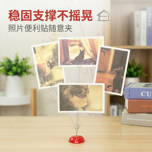 4头立式照片夹红便签夹爱心相片夹婚庆派对酒席席位夹标价夹摆件 - 图0