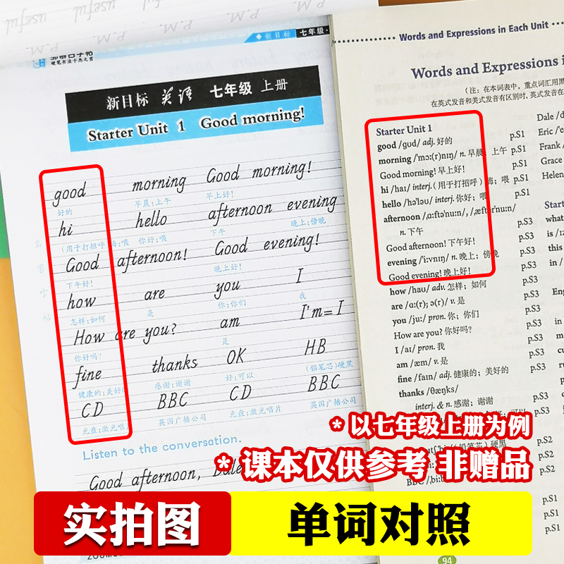 七年级上册下册人教版英语字帖八九年级上册下册英语好老师国标体英语练字贴初中789年级人教版新目标英语课本同步字帖邹慕白字帖 - 图1