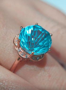 承悦托帕石戒指天空蓝纯银