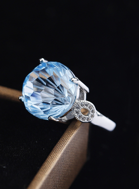 承悦 闪亮亮的像烟花一样闪耀托帕石戒指 纯银镶嵌活口不挑手指环