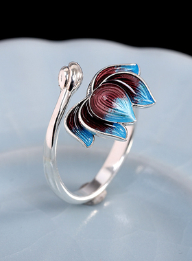 承悦精致秀气惹人爱烧蓝活口戒指