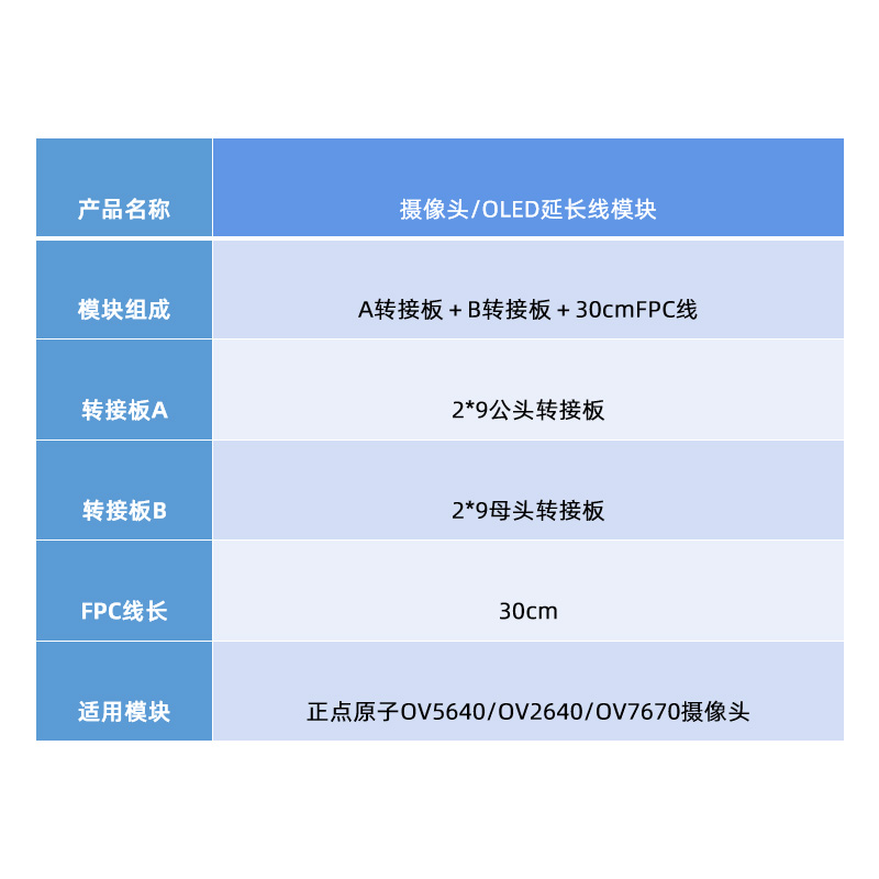 摄像头/OLED模块延长线（18P FPC线+AB板（OV5640/2640/7725用） - 图3