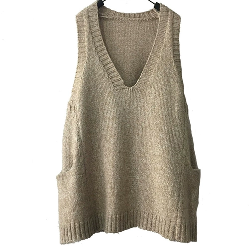 Осенний свитер для беременных, жилет, длинный трикотажный шерстяной шарф, 2023, V-образный вырез, средней длины, оверсайз