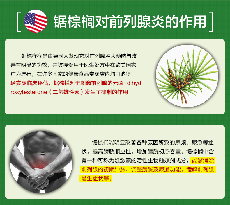 宜度海外专营店美国锯棕榈植物非那雄胺片男性防脱发生发胶囊分散片保法止前列腺1