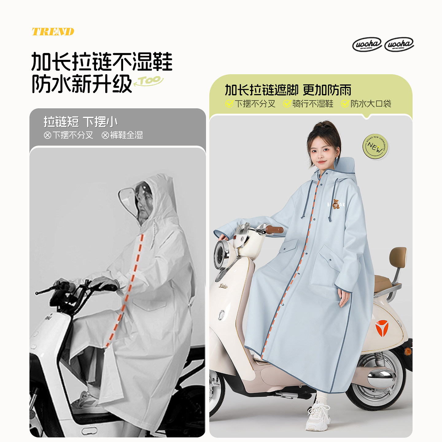 备美雨衣电动电瓶车成人外穿女款单人长款全身防暴雨学生新型雨披