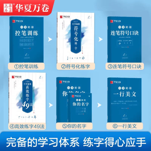 华夏万卷行书字帖志飞习字高效练字49法楷书行书入门教程控笔训练字帖秘籍女生初高中钢笔硬笔书法符号描红成人男大学生临摹练字本 - 图2