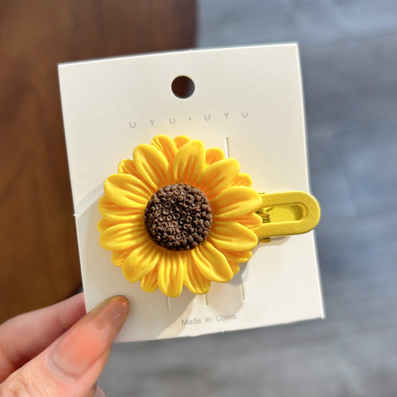 可爱向日葵发夹卡通花朵发卡少女洋气碎发夹八字刘海侧边夹子头饰,淘宝优惠券,粉丝福利购,淘宝优惠卷