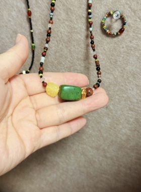 苔｜天然石琉璃珠串珠项链小众饰品礼物