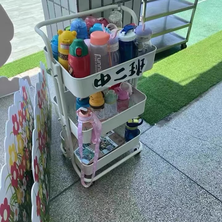 落地多层可移动零食收纳架卧室婴儿用品小推车美容院幼儿园水杯架 - 图0