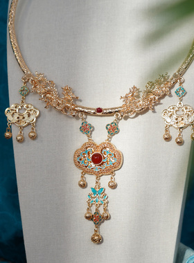 云深雾浅 朝景 原创晚明风平安锁明制汉服璎珞项圈古风项链铃铛