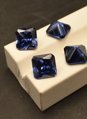 倒角正方形坦桑蓝宝石裸石diy戒指戒面吊坠配石坦桑兰深蓝CZ钻