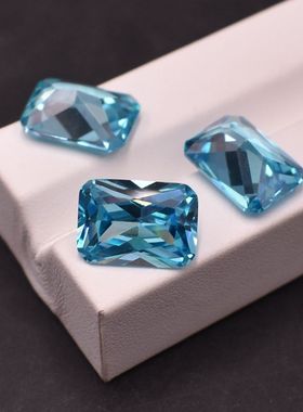 长方形海兰宝石戒面裸石蓝色方形俄罗斯粉融海兰宝石裸石平安