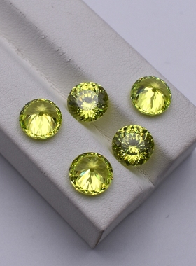 5A鸟巢切苹果绿圆形宝石裸石diy美甲镶嵌耳钉裸石翠绿色未镶嵌