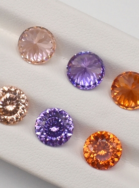 鸟巢切锆石裸石圆形百面切宝石裸钻彩色CZ裸石耳蜗钉钛钢耳钉配石