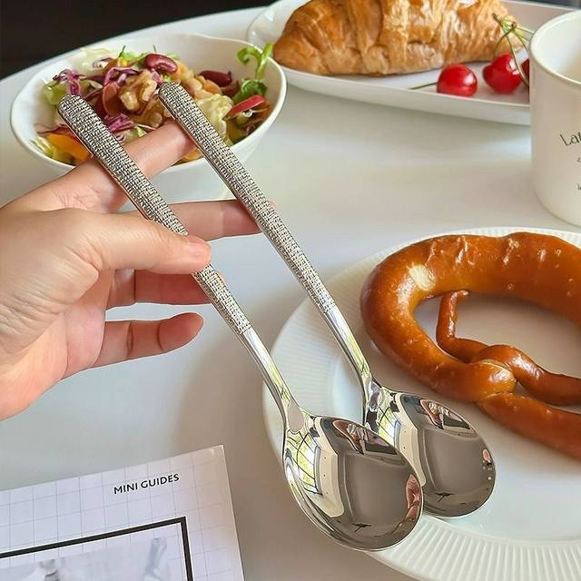 High-value stainless steel exquisite western food spoon Chinese style meal spoon long handle spoon