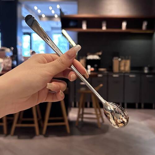 【老板娘推荐】韩式家用高颜值不锈钢搅拌勺长柄咖啡勺蜂蜜勺冰勺 - 图2