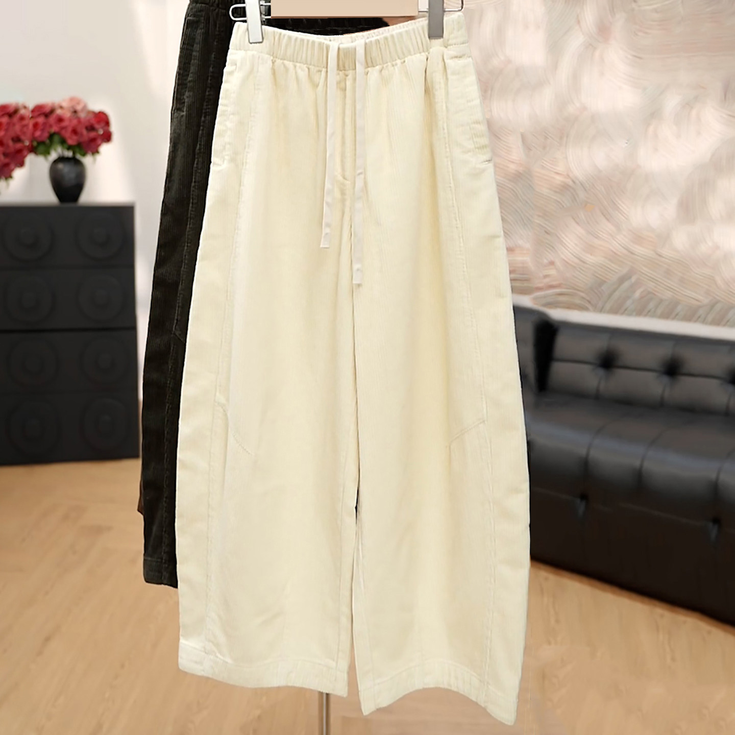 Ader复古灯芯绒休闲裤女2025秋季新款时尚百搭宽松阔腿九分哪吒裤,淘宝优惠券,粉丝福利购,淘宝优惠卷