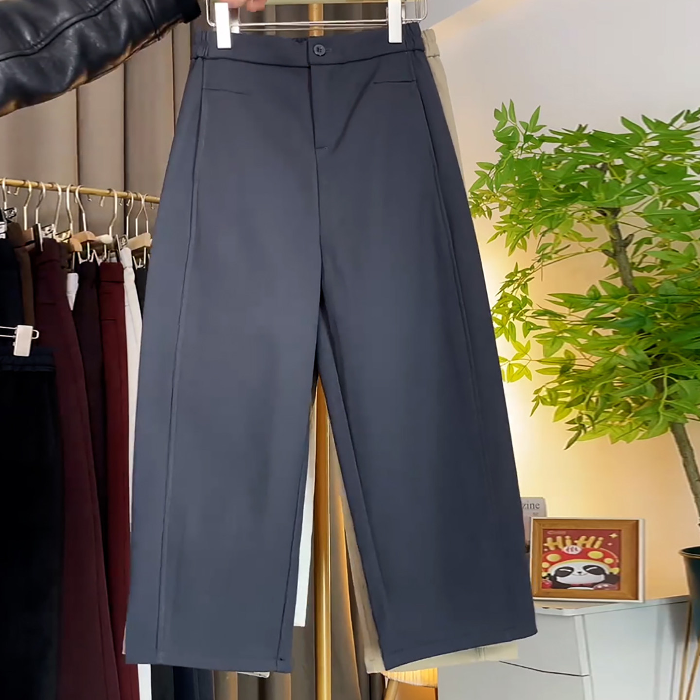 Ader高腰窄版九分镰刀裤女2026春季新款时尚简约百搭显瘦休闲裤,淘宝优惠券,粉丝福利购,淘宝优惠卷