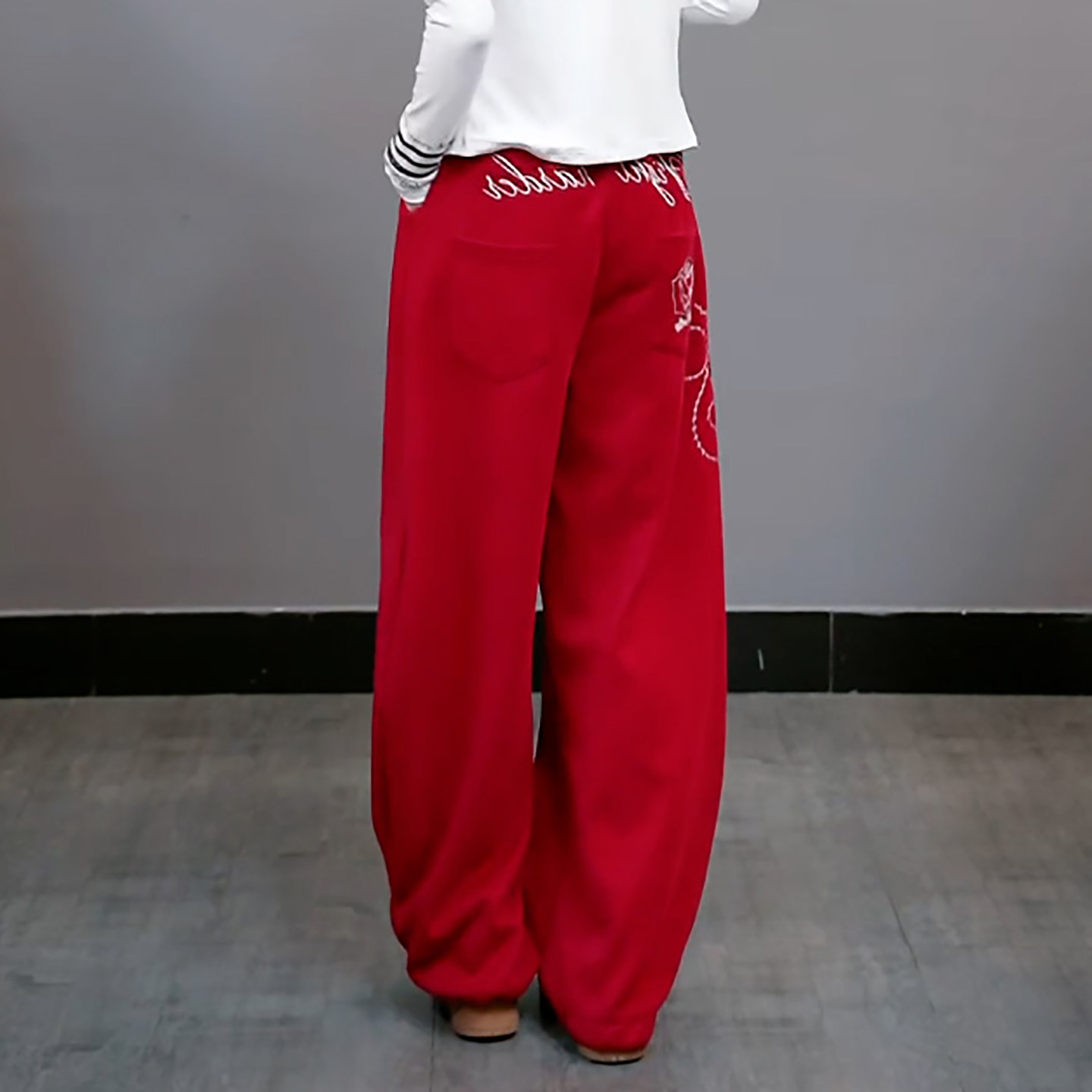 Ader潮酷运动刺绣弯刀卫裤女2026春季新款宽松阔腿垂感百搭休闲裤,淘宝优惠券,粉丝福利购,淘宝优惠卷