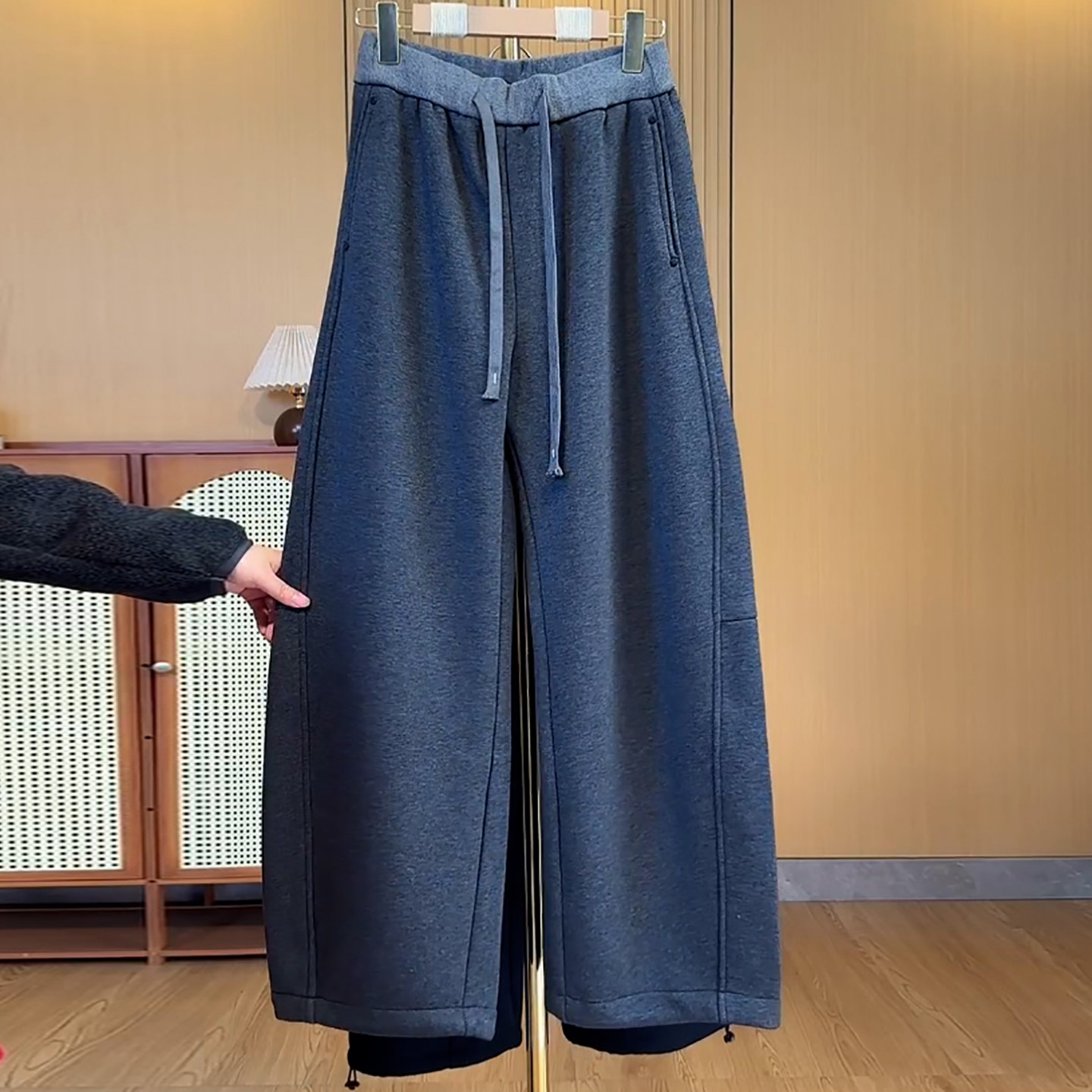 Ader拼接腰头抽绳弯刀卫裤女2026春季新款高腰遮胯百搭显瘦休闲裤,淘宝优惠券,粉丝福利购,淘宝优惠卷