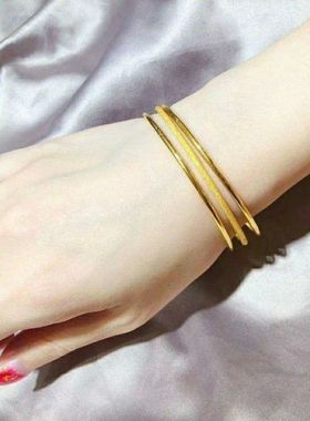 三生三世铃铛三环金黄色手镯女款越南沙金镯子送女友妈妈手链