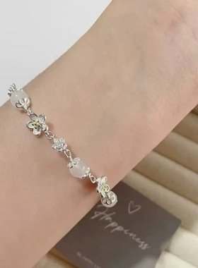 莫离足银s999茉莉花手链女小众