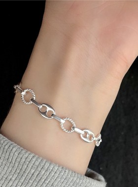 巴洛克珍珠吊球猪鼻子麻花圈手链