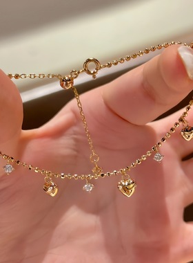 S925纯银灵动爱心流苏镶钻手链