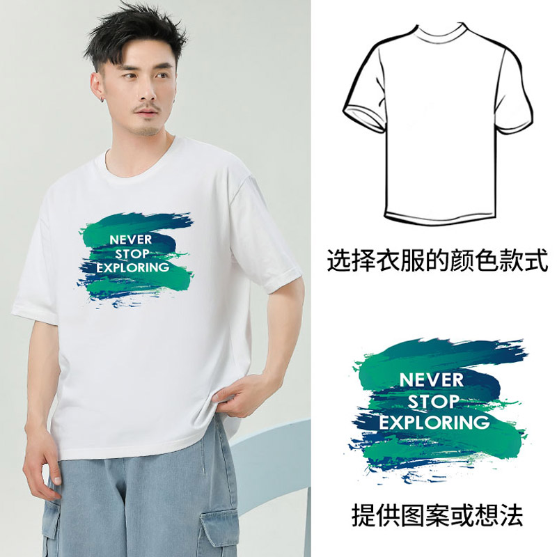 定制T恤文化广告衫定做工作服纯棉大码圆领短袖班服订制印字logo-图0