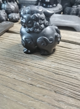 川黑黑青石文玩手把件把玩手玩工艺动物招财神兽貔貅