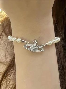 土星镂空满钻别针手链女潮