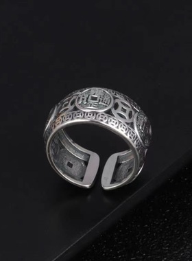 复古泰银开口指环潮男个性宽