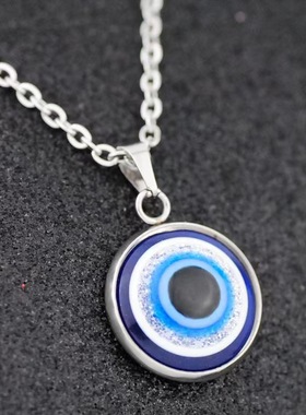 不掉色钛钢链条恶魔之眼项链