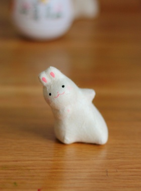 京都龙虎作和纸偷偷看猫咪摆件