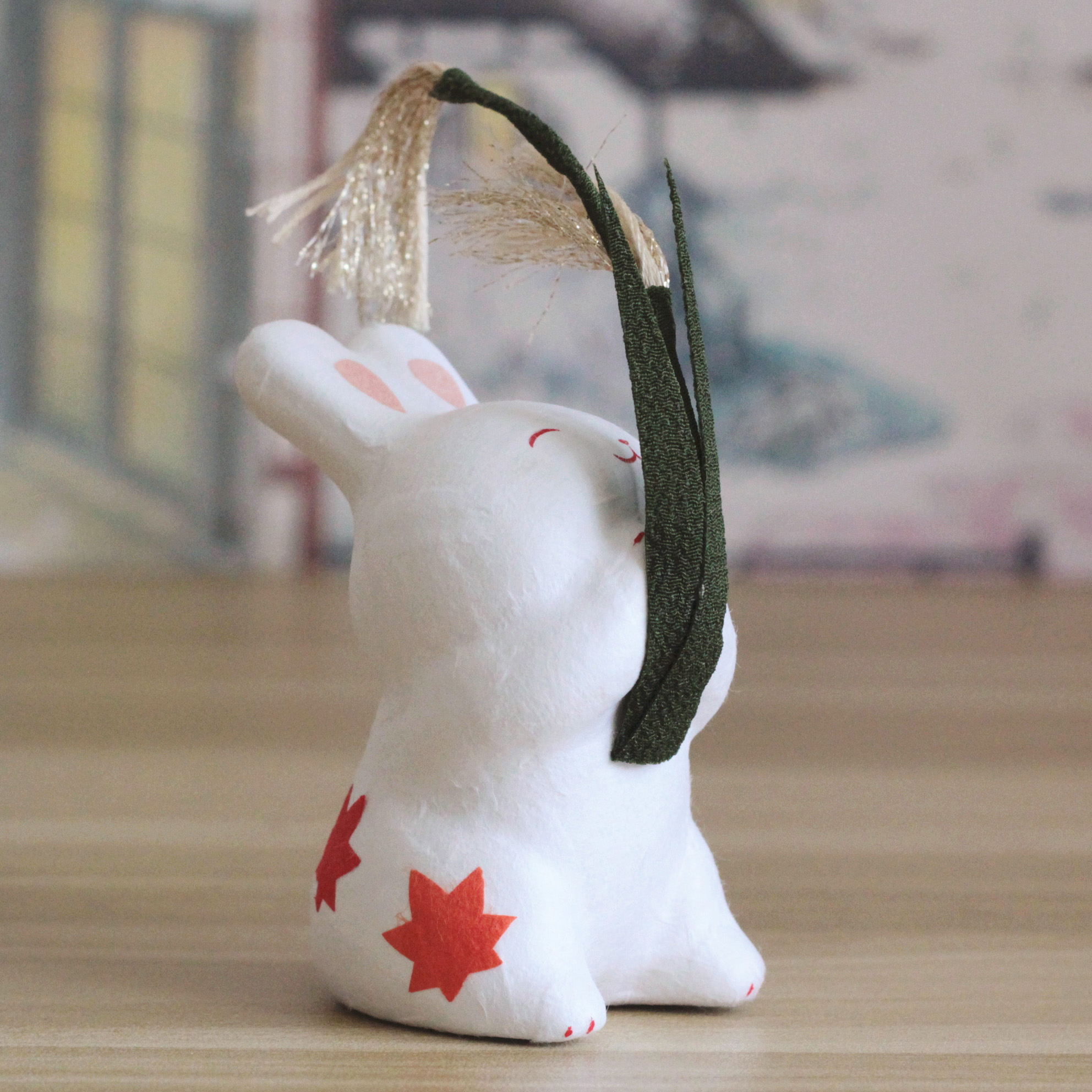 日本进口龙虎作堂和纸创意汽车载摆件办公桌家居可爱猫咪兔礼物品 - 图0