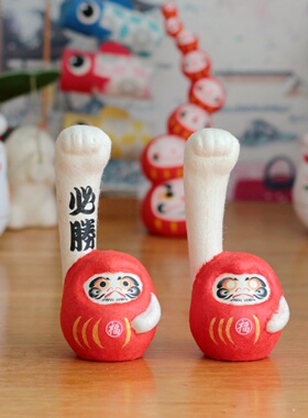 京都龙虎作和纸陶瓷长臂达摩招财