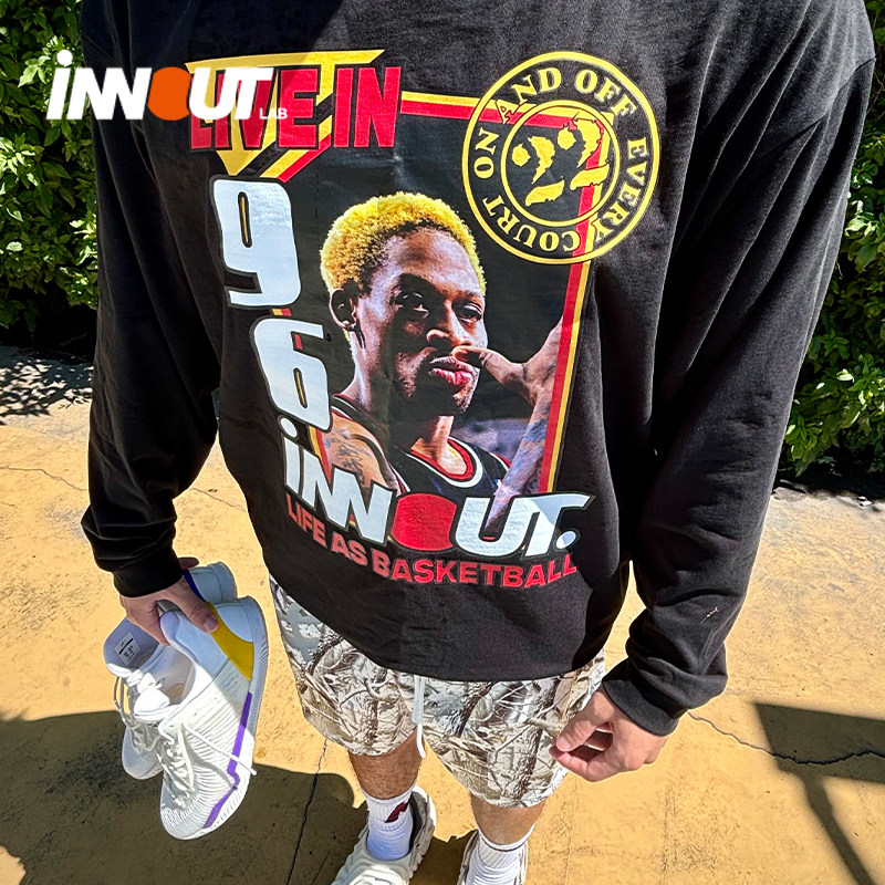 INNOUT LAB原创潮流罗德曼休闲圆领长袖宽松篮球运动投篮T恤男女,淘宝优惠券,粉丝福利购,淘宝优惠卷