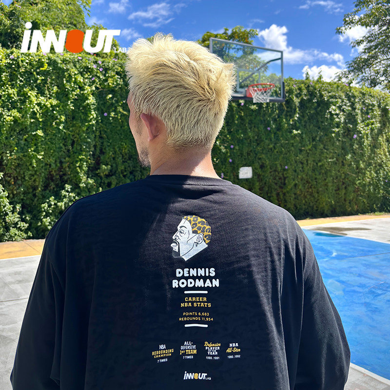 INNOUT LAB原创潮流罗德曼休闲圆领长袖宽松篮球运动投篮T恤男女,淘宝优惠券,粉丝福利购,淘宝优惠卷