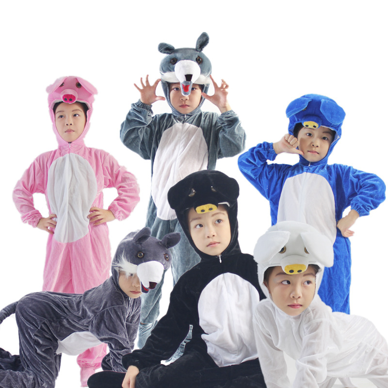 大灰狼三只小猪话剧舞台装cosplay动物成人男女儿童舞蹈表演衣服-图0