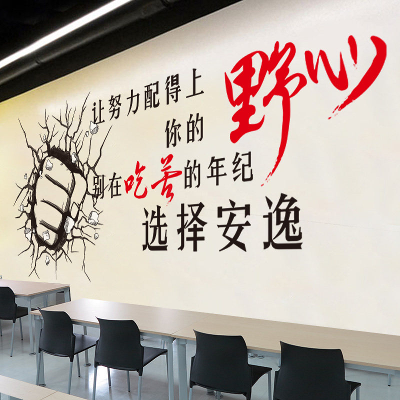 墙纸自粘励志墙贴画公司企业文化墙面装饰贴纸办公室创意标语团队_虎窝淘
