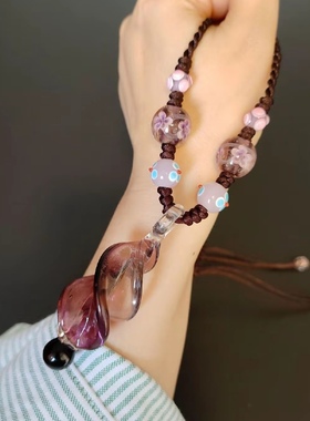 原创日式琉璃珠项链手工编织礼物毛衣链琉璃精灵守护神琉璃毛衣链