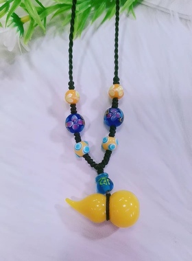 民族风女锁骨链原创设计复古装饰颈链饰品琉璃福袋葫芦