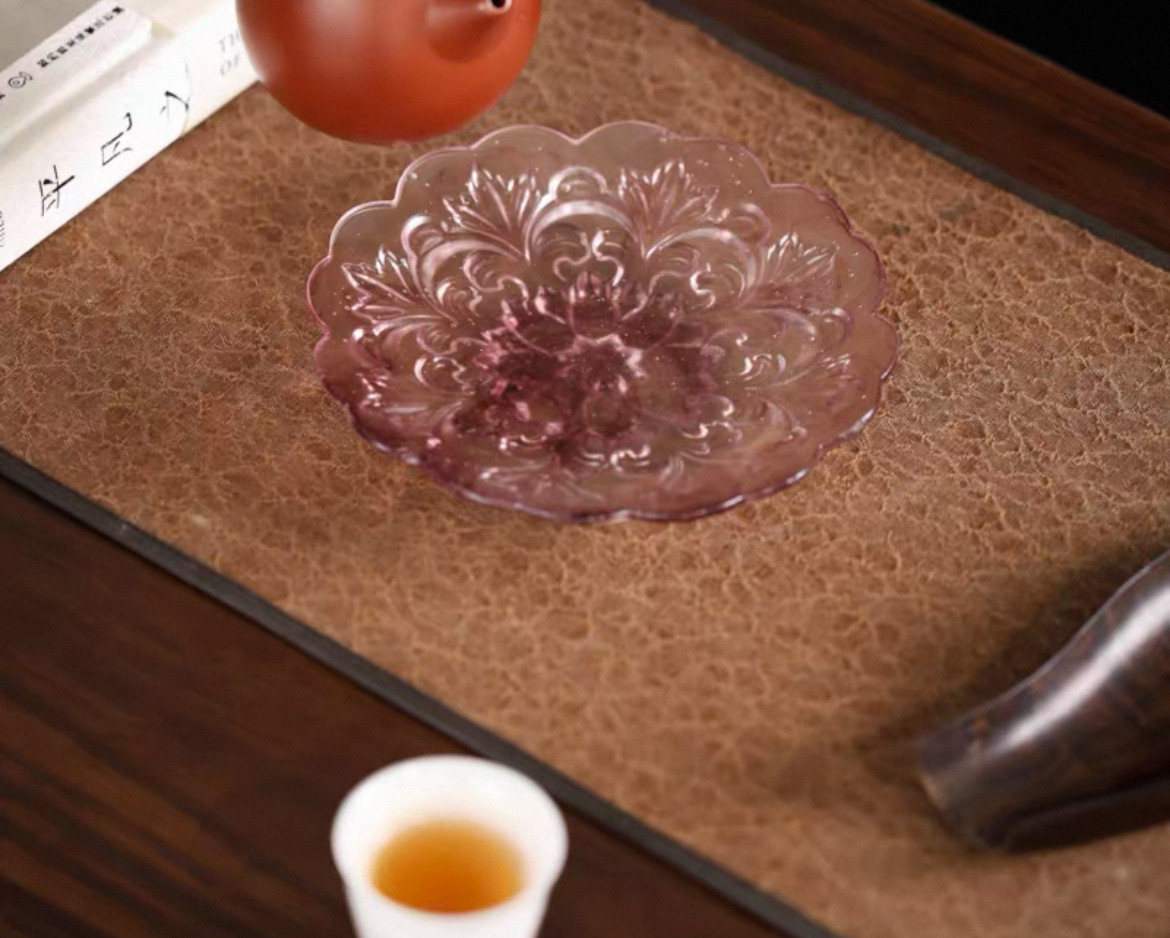 心缘堂琉璃紫色渐变瑶池花语壶承莲花花边茶托干泡盘13.5 x 2cm,淘宝优惠券,粉丝福利购,淘宝优惠卷