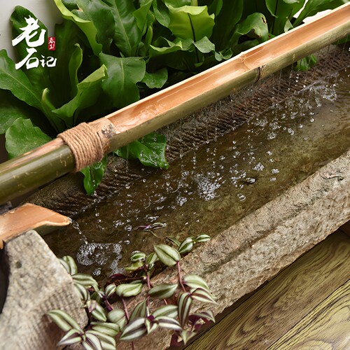 石器流水木架室内景观阳台水景庭院布景石槽组合鱼缸水池石磨摆件 - 图2